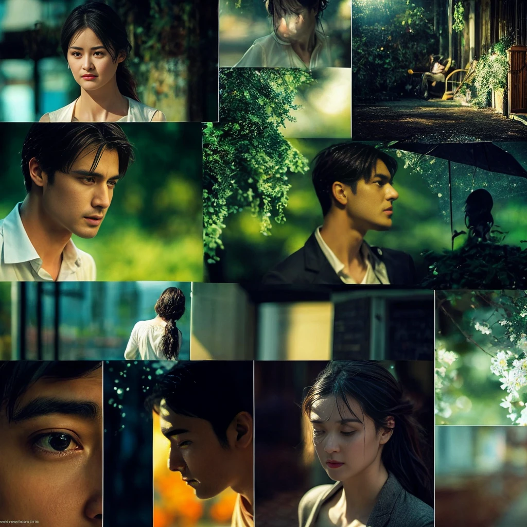 Semi-Realistic with Dreamy Elements: Detailed expressions and body language to capture the depth of emotions, with a slightly blurred, dreamy effect to symbolize the protagonist's internal world.
Color Palette: Warm tones for the moments involving the man and his interactions, cooler, shadowy tones for the protagonist's solitary moments, and vibrant contrasts for scenes of jealousy and heartache.
Textures and Details: Subtle textures to enhance the emotional impact, such as rain droplets in the first meeting scene or the delicate translucence of the protagonist as a shadow.
。 High resolution, masterpiece, Highest quality, Intricate details, Very detailed, Clear focus, Delicate skin, practical skin texture, texture, Delicate eyes, Professional, 4K, Shot with Canon, 85mm, Shallow and deep, Kodak Vision Color, Exactly, Very detailed, photograph_\(Extremist\), photographpractical, practical, Post-processing, Maximum details, Roughness, Real Life, Extremist practical, Photorealism, photographgraphy, 8K Ultra HD, photographgraphy