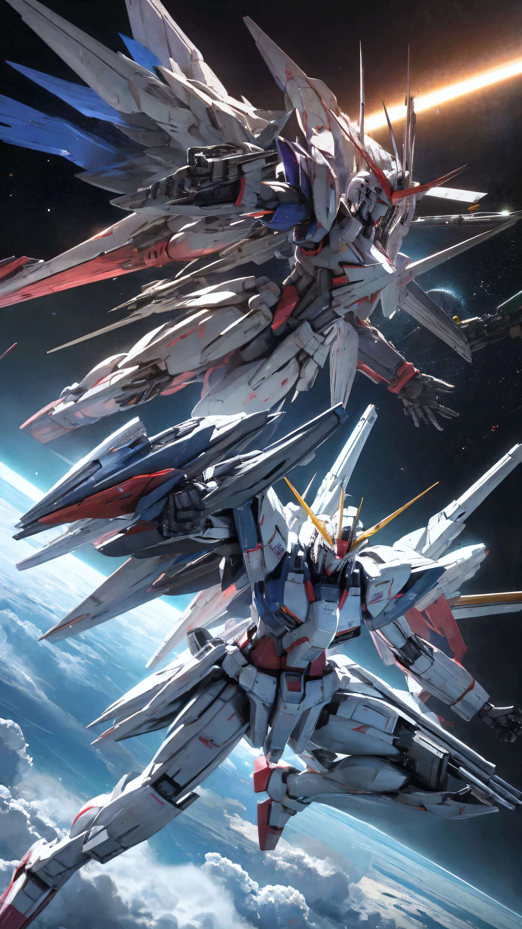 Real、high resolution、8K,Strike Freedom、universe space、Space Carrier Launch Catapult、Preparation for departure、