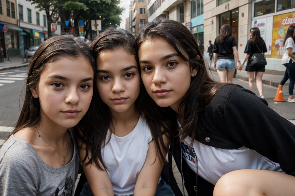 adolescent, on street, Selfie