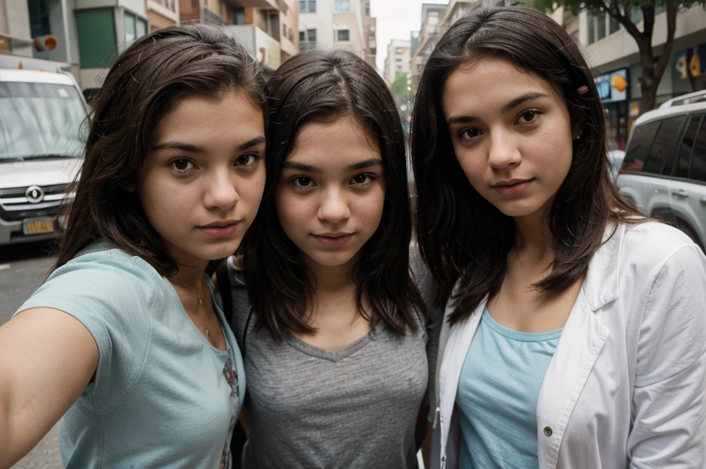 adolescent, on street, Selfie