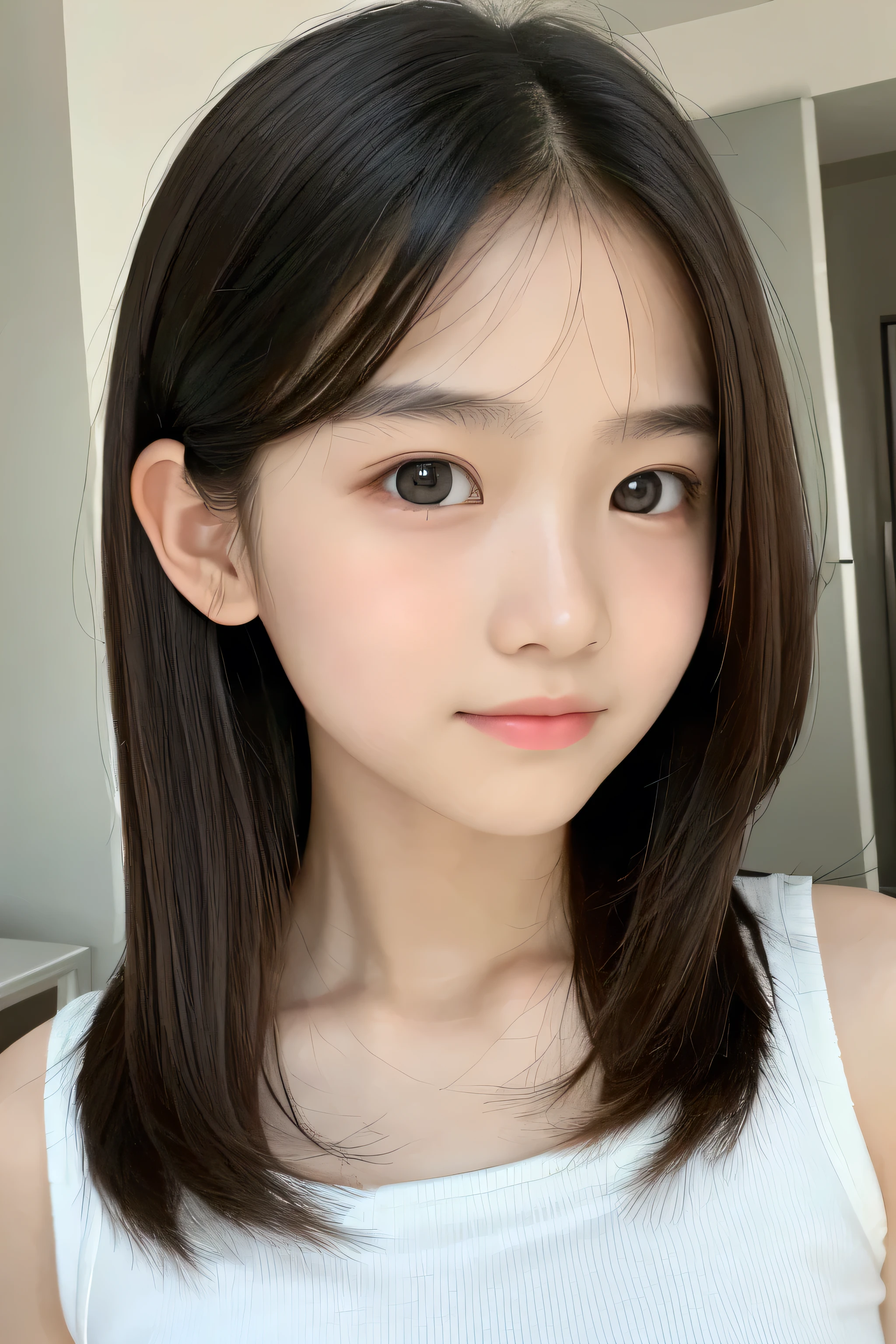 ((Highest quality)), ((Photo quality)), (detailed), Perfect Face，,Upper Body，Thin arms,White skin,
