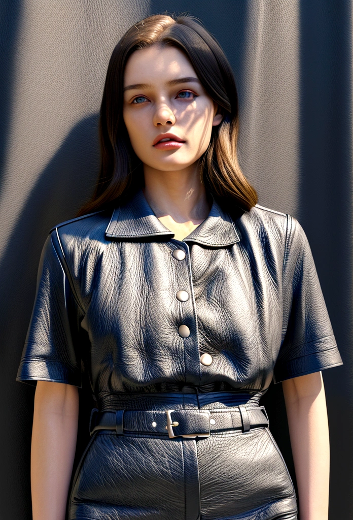 ful dressed, (photo realisitic:1.4), (hyper realisitic:1.4), (realisitic:1.3),, (softer lighting:1.05), (increase the quality of cinematic lighting:0.9), 32k,, 1 girl, 20 years old, realisitic lighting, backlight, light on the face, ray tracing, (shine light:1.2), (Increase quality:1.4),, (best quality real textured leather:1.4), finely-detailed eyes, well-detailed face, excellent quality eyes,, (jaded, Sleepy and satisfied:0.0), close de rosto, tshirts,, (Increase body line mood:1.1), (Increase the beauty of skin texture:1.1)