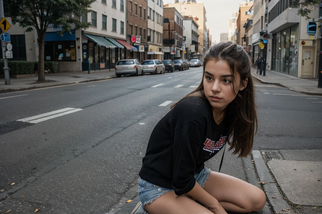 A girl who is poor in the street