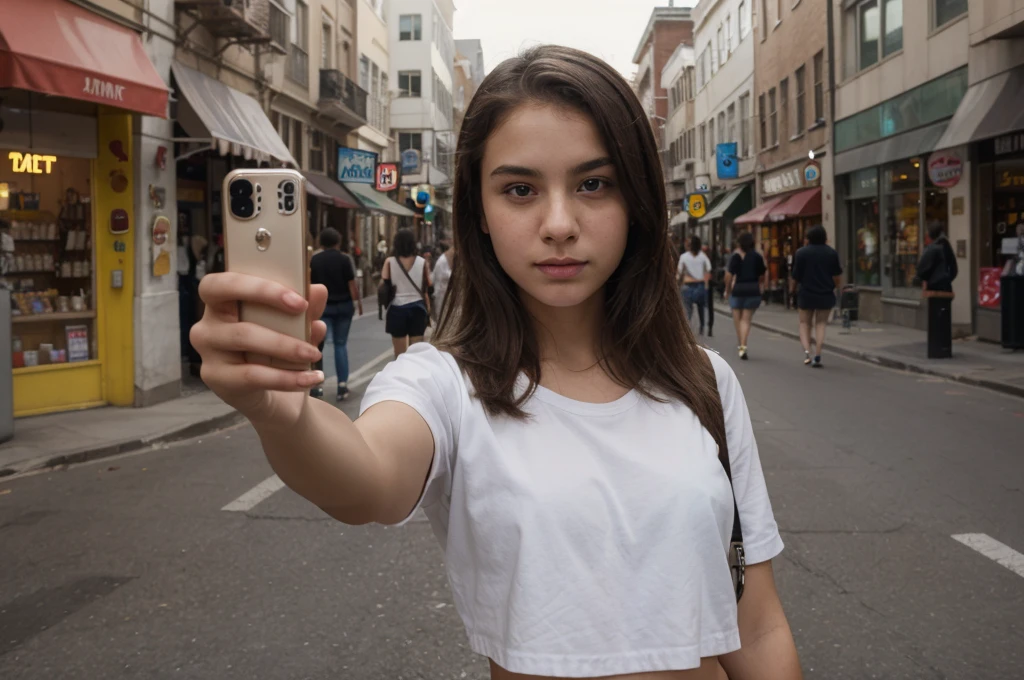 adolescent, on street, Selfie