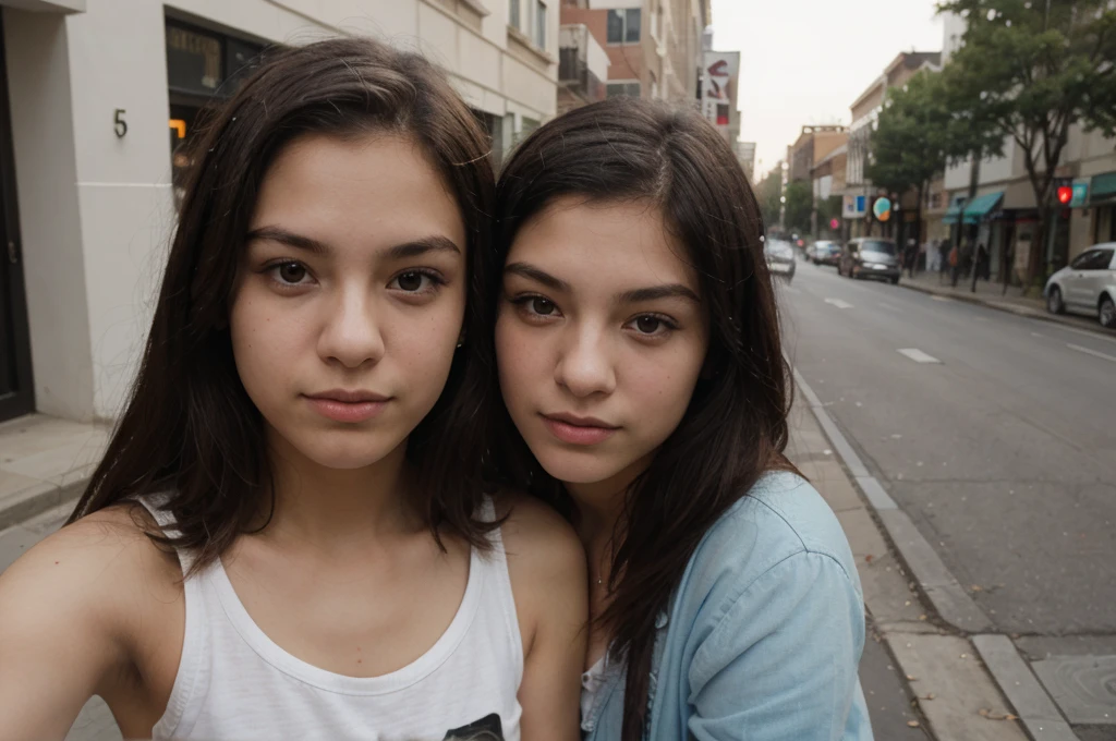 adolescent, on street, Selfie