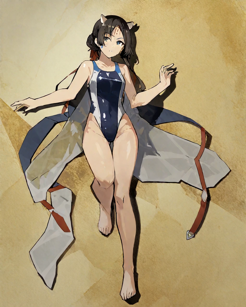 whole body,by rubio,facial mark, one piece swimsuit