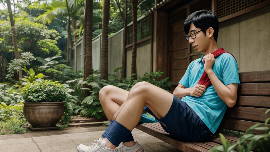 Nobita hearing a faint whisper that sounds like Doraemon's voice, calling out his name.