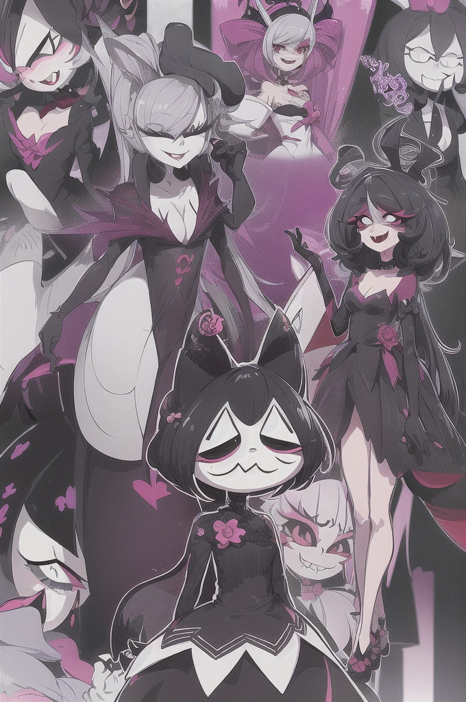 character design sheet, vivziepop style, hazbin hotel