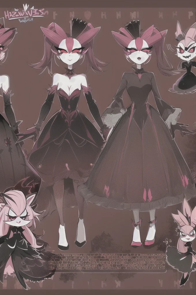 character design sheet, vivziepop style, hazbin hotel