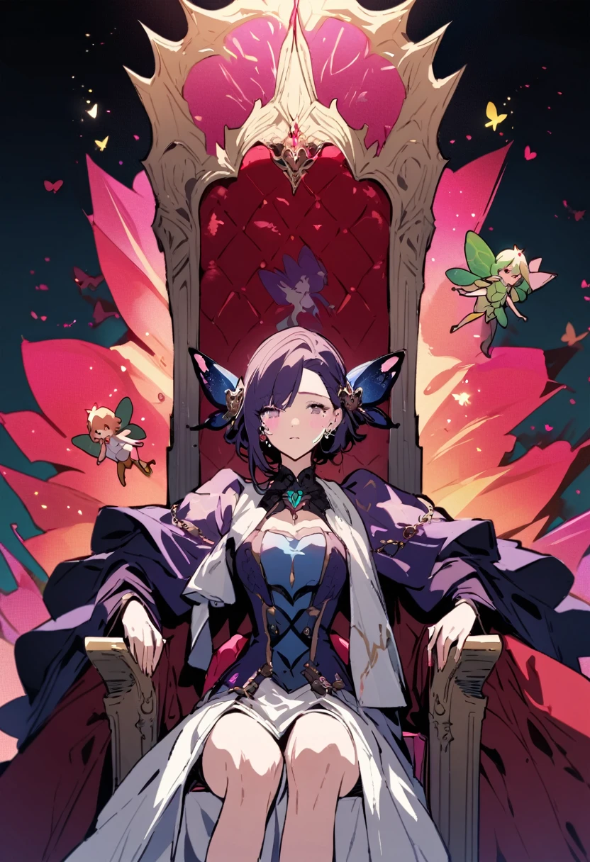 masterpiece, Highest quality, Illustration of the novel, High resolution, 18+ Adult content, Sensual, Intimate, Emotional, Passionate, romantic, sweet, Adorable, Innocent, Pure, Charmな, Charmな, Charm, mysterious, Charmな, Charmな, Immersive, Charmな, dream-like, Surreal, Imaginative, Whimsical, Artistic, Avant-garde, timeless, elegant, Sophisticated, chic, Sophisticated, personality, original, Charmな,((  Fairy:1.3)),((Beautiful Tears))、Upper Body、(Little),((Throne of Power,Throne of Power:1.3))