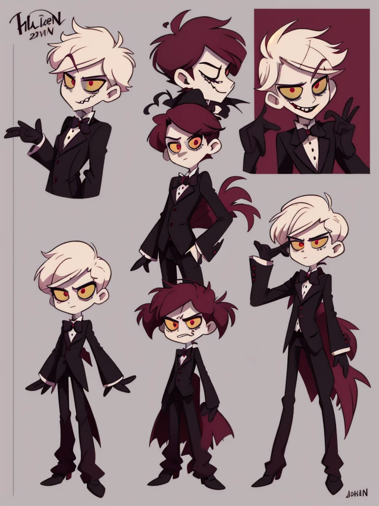 1male, character design sheet for a male character,  hazbin hotel