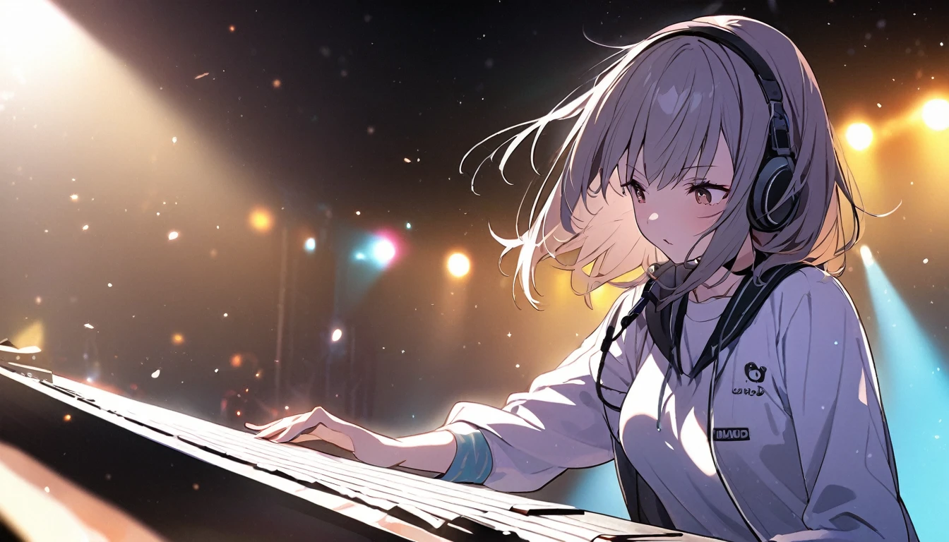 on stage、Playing the keyboard、girl