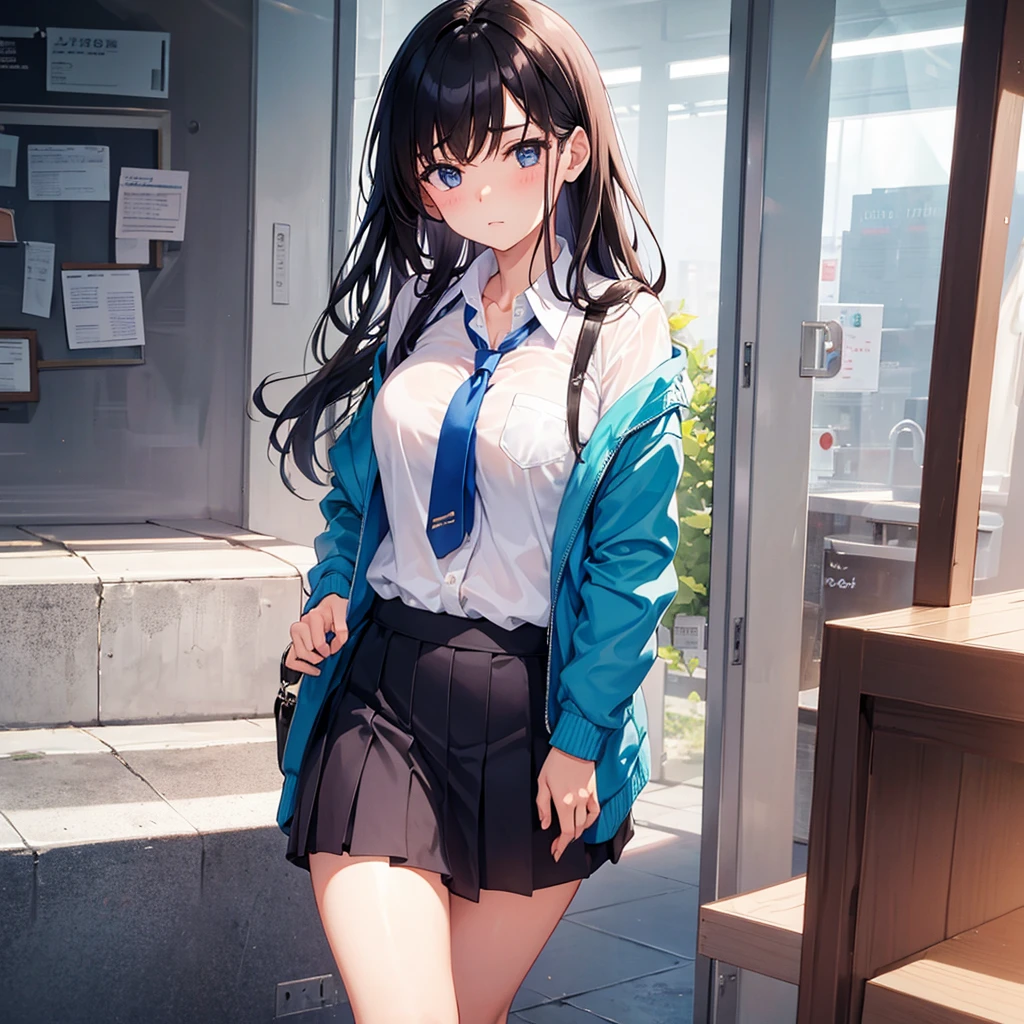 hi-school girl、校服、a short skirt