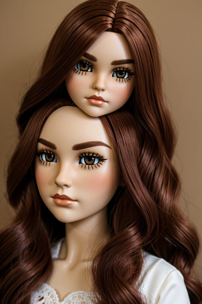 a dark red head with brown eyes and arched brows without bangs blythe doll