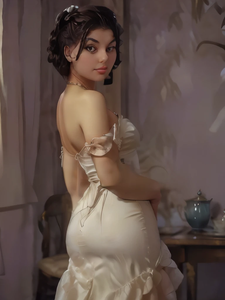 photorealistic, (best quality, 8k, hyperdetailed, masterpiece:1.2), ultra-detailed, extremely realistic, (highly detailed, intricate, ornate:1.4), stunning, magnificent, gorgeous, beautiful 22 year old woman, nude, opulent, luxurious, bedroom, mansion, epic, (cinematic lighting, dramatic lighting:1.2), dramatic shadows, chiaroscuro