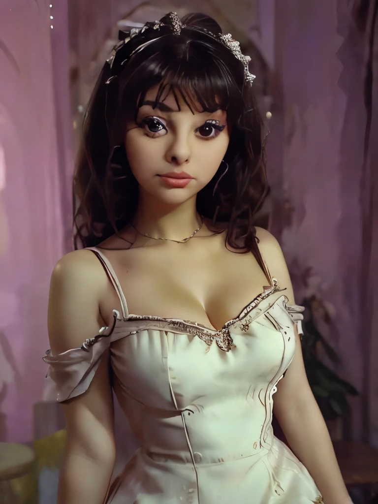 arafed photo of a young girl in a white dress, an album cover by Allan Linder, flickr, renaissance, 1 9 6 0 ’ s fashion, black and white vintage photo, young sophia loren, 1960s style, maria fortuny, 1966, 1 9 6 6, nico wearing a white dress, 6 0 s style