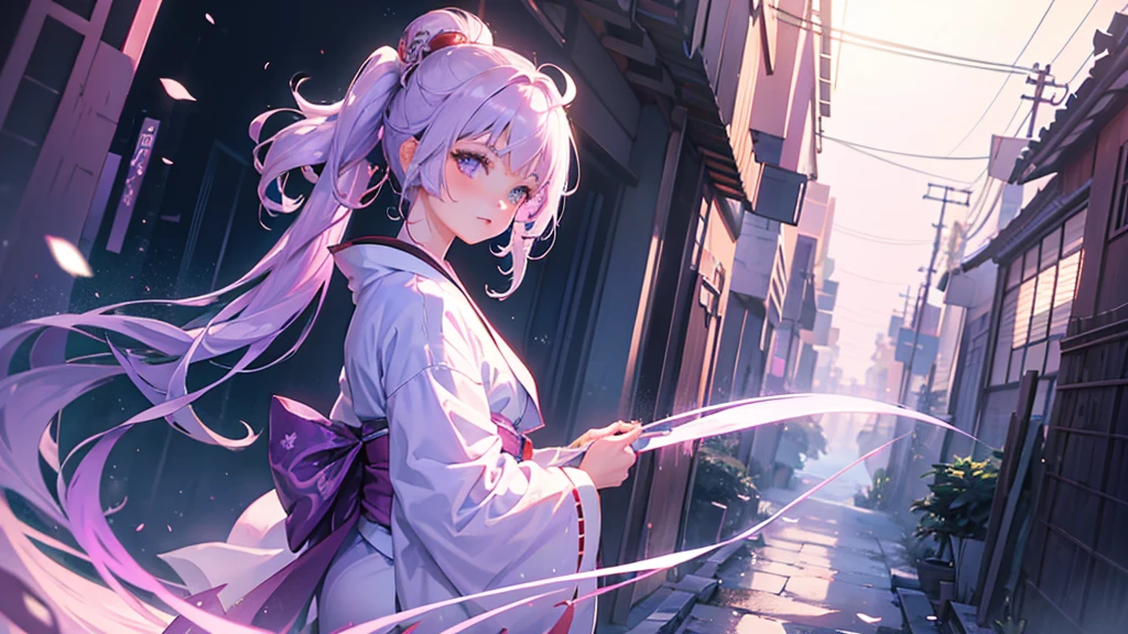 woman clear Light purple hair kimono Anime Style trip