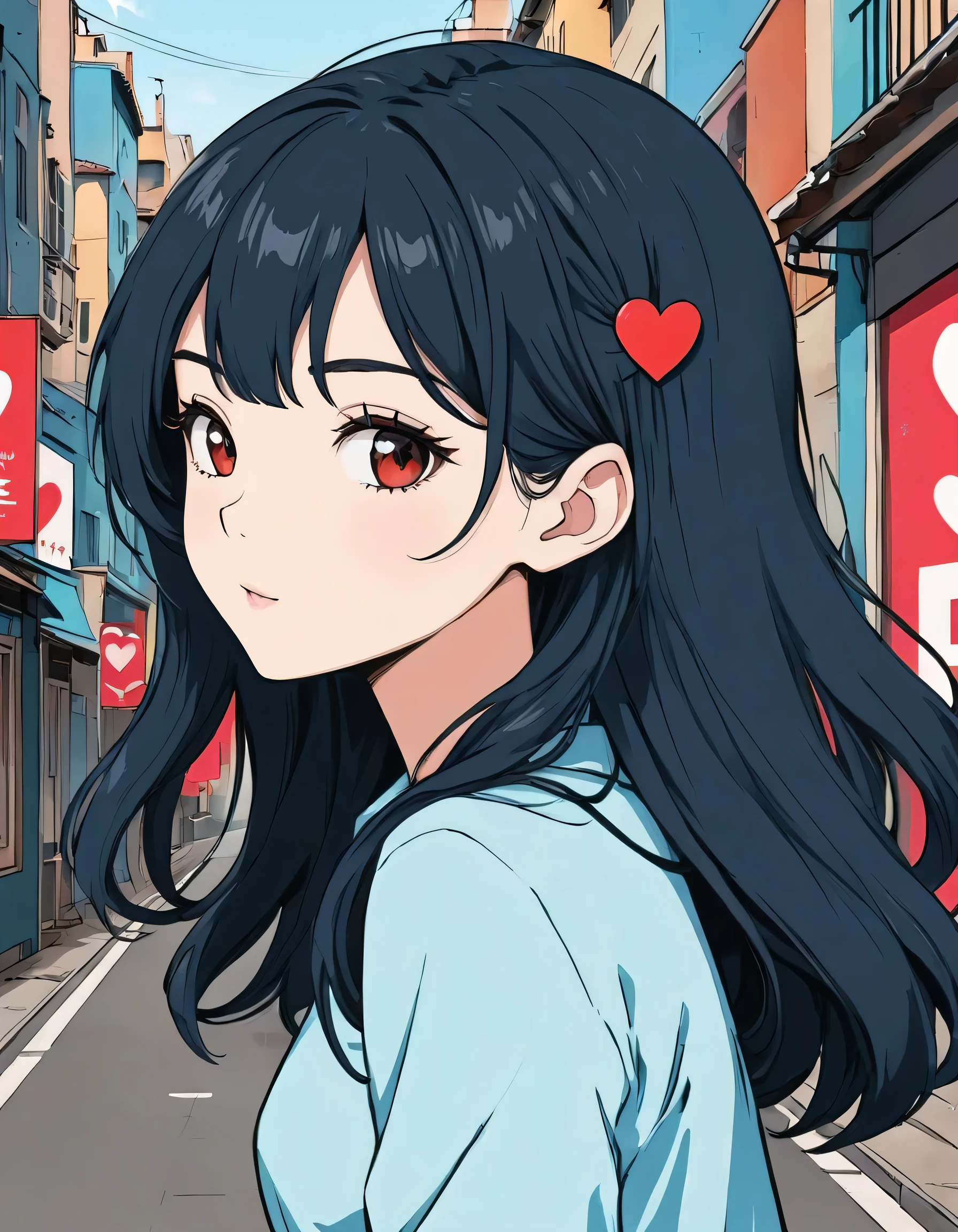 Black Star Red and White style, Simple Line Initialism,Abstract art,Urban Background, colorful hearts ,(((The most beautiful girl of all time))),
