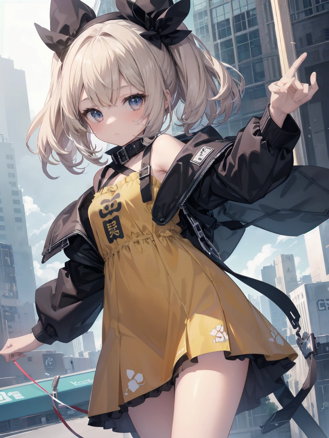 Masterpiece, one girl, solo, , cute, yoke design mini dress, super detailed, realistic and carefully rewritten, legendary illustration work of animation in 2020, dynamic angles to maximize the cuteness of the girl, dynamic loli