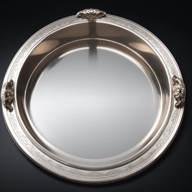 A beautifully crafted tray made of silver. 
