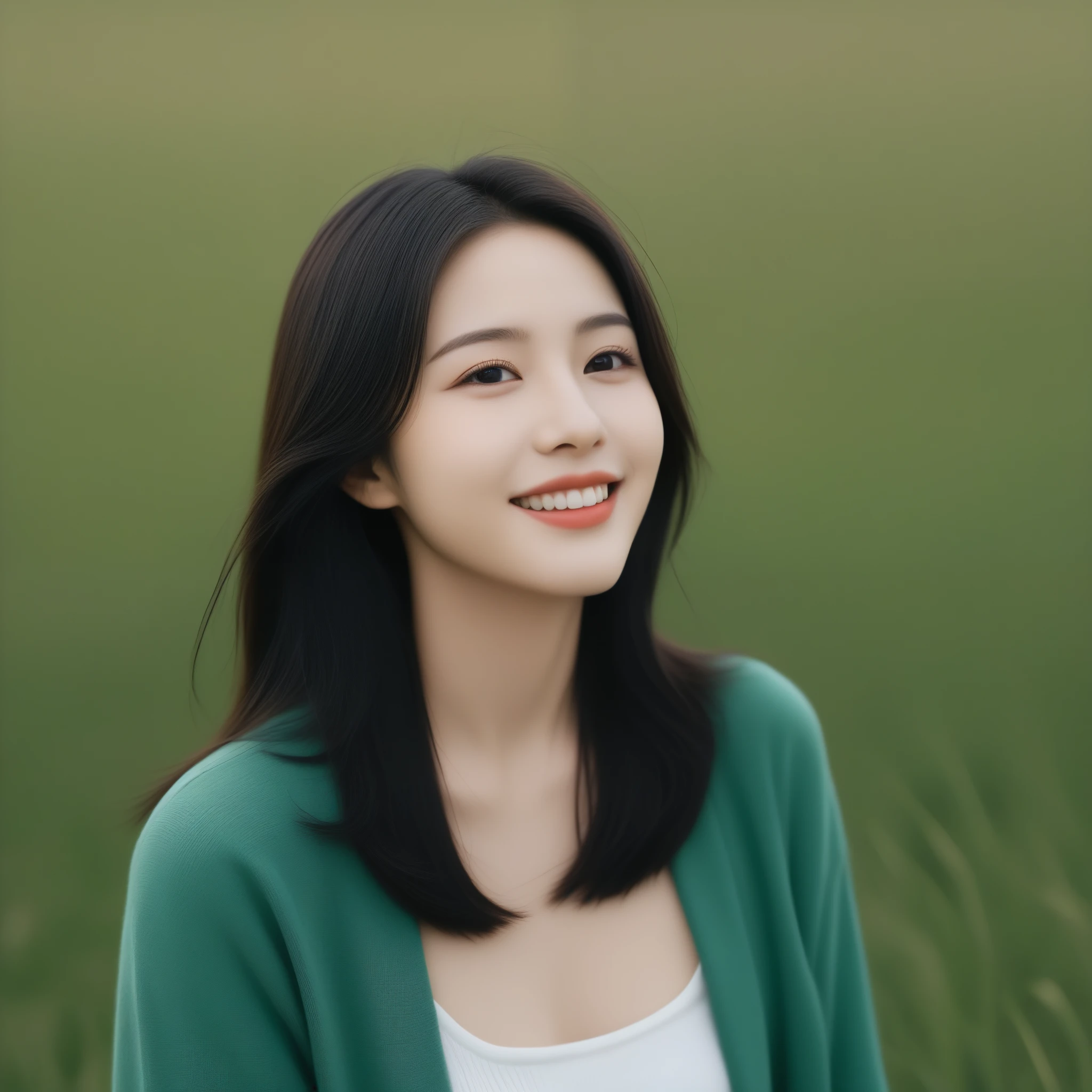 8K, Ultra-high resolution, Highest quality, masterpiece, 三分割法によるphotograph,Surreal, photograph, 1 girl, (16 years old:1.3), pretty girl, Cute face, Beautiful eyes in every detail, 細かくdetailedに,masterpiece,, One Girl:1.2, Japan Female Announcer,whole body、Black Hair、well-groomed eyebrows、Cute Lip Makeup,Minimalist Travel,Lonely, Green grassland,空を見上げる1 girl, Minimalism, In the savannah, figure,最もdetailedな,Cute gestures、so beautiful,A carefree smile,Healing the heart,Long Straight Hair,Looking at the audience、beauty,Long neck、Laugh a little、Please close your mouth and laugh、(((Ideal body type))),A-cup small breasts :2,、Portraiture:2、Perfect Anatomy、鮮明なdetailed、detailed、Surreal、Light and shadow,Strong light