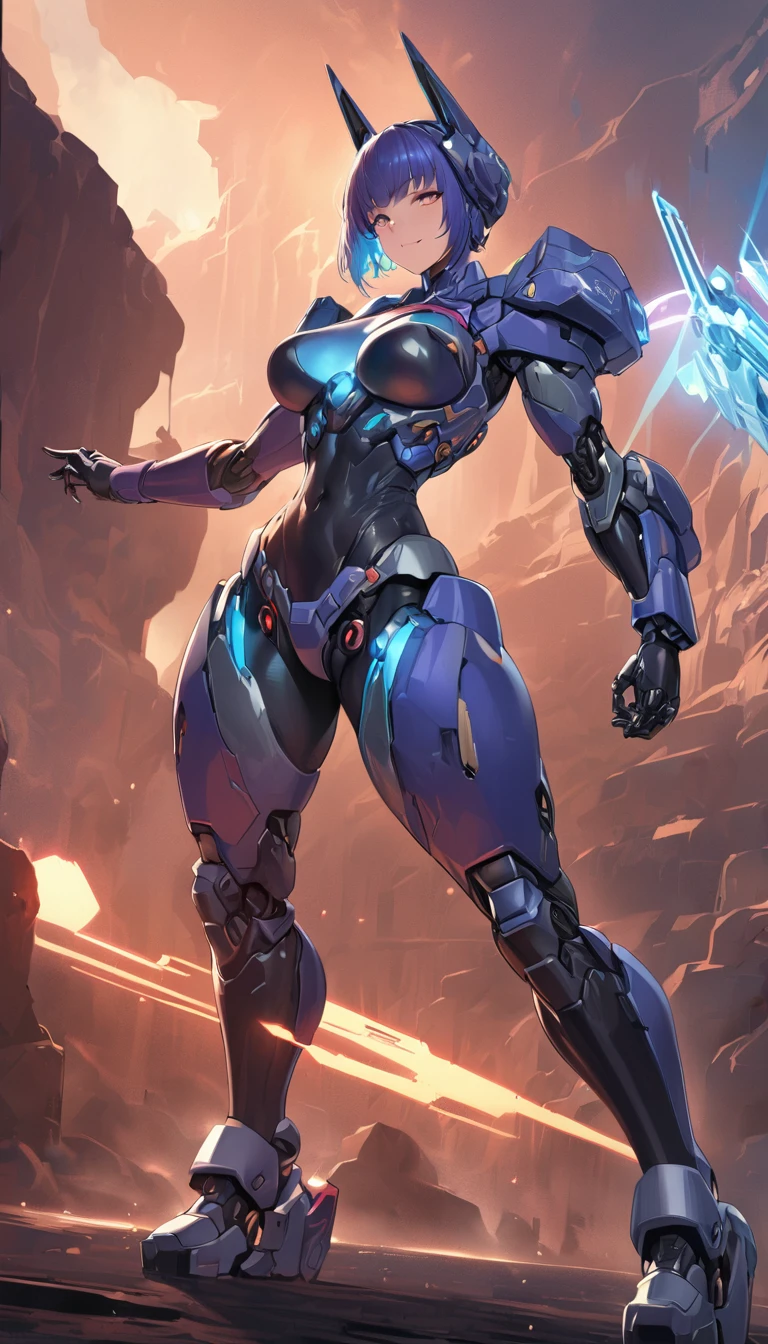 best quality,4k,8k,highres,masterpiece:1.2),ultra-detailed, extremely detailed eyes, extremely detailed body, (large masterpiece digital art), (detailed manga illustration), (detailed line art), ((perfect anatomy)), high quality, expressive eyes, full body, tall girl, detailed face, beautiful face, perfect face, breasts, cleavage, gloves, A photograph of mid-twenties Japanese female android made of shiny white and silver translucent glass and plastic, geisha makeup and hairstyle, silver metal internal body mechanisms, dynamic pose, flowing organic construction, glowing golden circuitry, colorful neon trim, glowing circuitry, neon trim, depth of field focus f/2.8, art by H.R. Giger, Greg Rutowski, bodysuit, thick thighs, toned, emblem, cinematic lighting, dynamic lighting, 4k resolution, dynamic pose, weapon, energy weapon, cover, mecha musume, fortified suit, mechanical parts, headgear, robot joints, bodysuit, deva battle suit, gloves, Atey Ghailan, Jeremy Mann, Greg Manchess, Antonio Moro, trend in ArtStation, trend in CGSociety, Intricate, High Detail, Sharp focus, dramatic and photorealistic painting art by Midjourney and Greg Rutkowski, Jeff Bridges, ((cartoon style)), Marvel Cinematic Universe style,