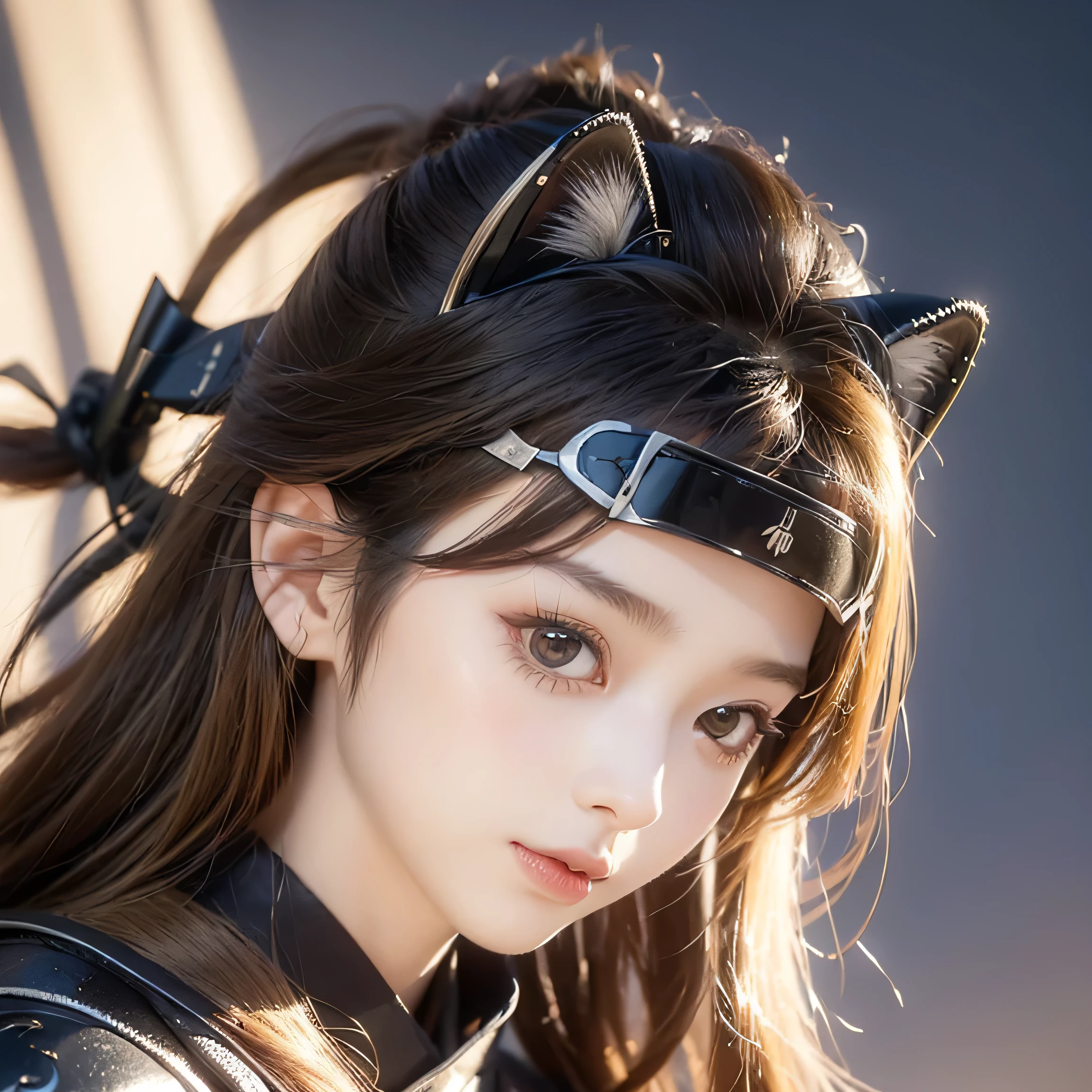 (highest quality, highest quality, high-quality illustrations, masterpiece, ultra-high resolution, detailed background, night scene, very beautiful 7+ girl, absurdly beautiful face and eyes, perfect anatomy, performance, good lighting, shadows like in movies, kemono, furry personification, various poses, dynamic angles, panda-themed girl, blonde hair, wearing cat ears (put on cat ears), wearing Japanese heritage samurai armor and helmet, wearing Japanese samurai helmet)