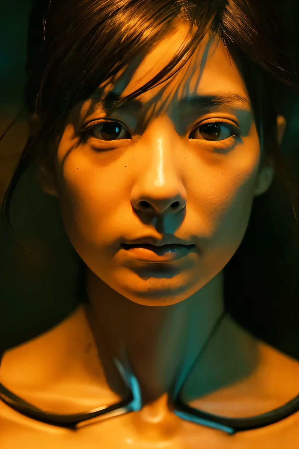 ((Correct human body structure)), (detailed face, detailed eyes), A Japanese woman, sad face, background on fire, blazing up