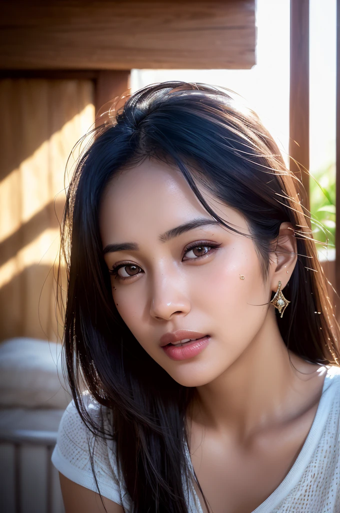 dressed, (photo realistic:1.4), (hyper realistic:1.4), (realistic:1.3),
(smoother lighting:1.05), (increase cinematic lighting quality:0.9), 32K,
Indian grils1girl,20yo girl, realistic lighting,nidian haus backlighting, light on bindi and jewelry face, ray trace, (brightening light:1.2), (Increase quality:1.4),
(best quality real texture skin:1.4), finely detailed eyes, finely detailed face,
(tired and sleepy and joy), (laugh:0), face closeup, t-shirts,
(Increase body line mood:1.1), (Increase skin texture beauty:1.1)