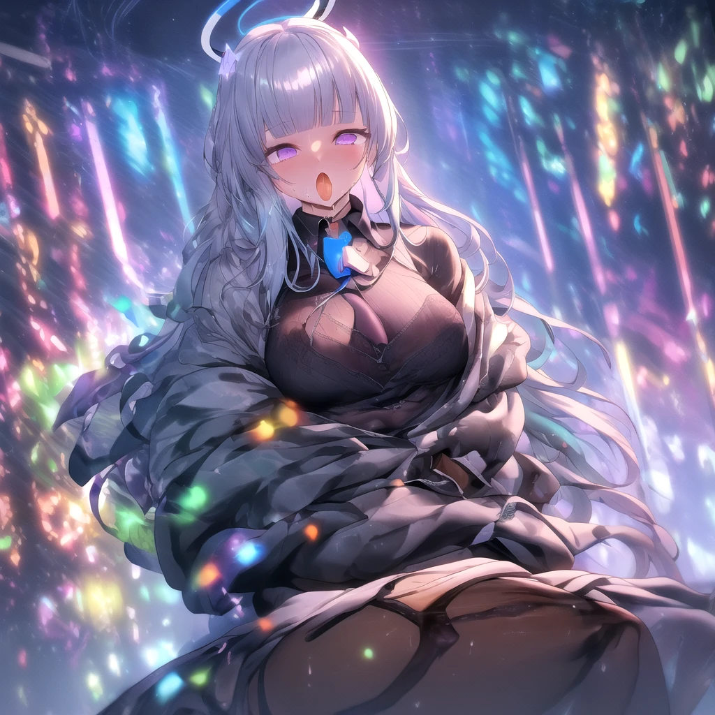 Tall white haired girl with enormous breasts, dripping cum, full body, nsfw, jizz, vaginal penetration, excessive cum, creampie, sex
