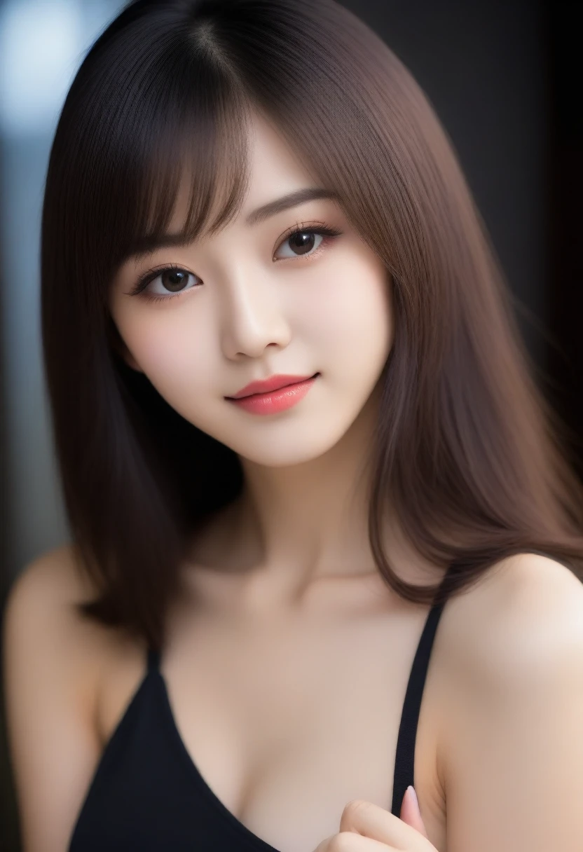 8K, Ultra-high resolution, Highest quality, masterpiece, 三分割法によるphotograph,Surreal, photograph, 1 girl, (16 years old:1.3), pretty girl, Cute face, Beautiful eyes in every detail, 細かくdetailedに,masterpiece,, One Girl:1.2, Japan Female Announcer,whole body、Black Hair、well-groomed eyebrows、Cute Lip Makeup, 黒絹のbeauty、I focus、Hot Model、slim、erotic、Sexual vision、Hide your chest、Beautiful eyes in every detail、Glossy Lips、Small breasts、((Bright light、Dynamic Lighting、Genuine、超Genuine、 realism、Genuineなディテール、Cool Beauty、Cool pose,Cute gestures、so beautiful,A carefree smile,Healing the heart,blunt bangs,Looking at the audience、beauty,Long neck、Laugh a little、Please close your mouth and laugh、(((Ideal body type))),A-cup small breasts :2,、Portraiture:2、Perfect Anatomy、鮮明なdetailed、detailed、Surreal、Light and shadow,Strong light
