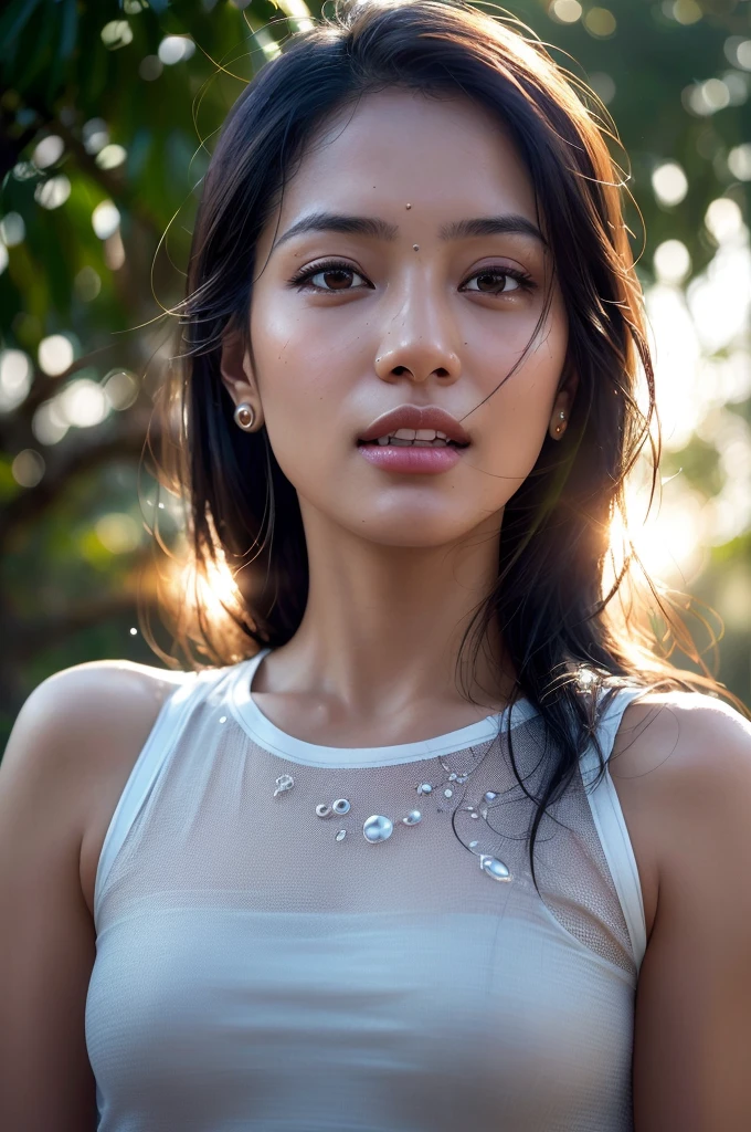 dressed, (photo realistic:1.4), (hyper realistic:1.4), (realistic:1.3),
(smoother lighting:1.05), (increase cinematic lighting quality:0.9), 32K,
Indian grils1girl,20yo girl, realistic lighting,nidian haus backlighting, light on bindi and jewelry face, ray trace, (brightening light:1.2), (Increase quality:1.4),
(best quality real texture skin:1.4), finely detailed eyes, finely detailed face,
(tired and sleepy and joy), (laugh:0), face closeup, t-shirts,
(Increase body line mood:1.1), (Increase skin texture beauty:1.1)