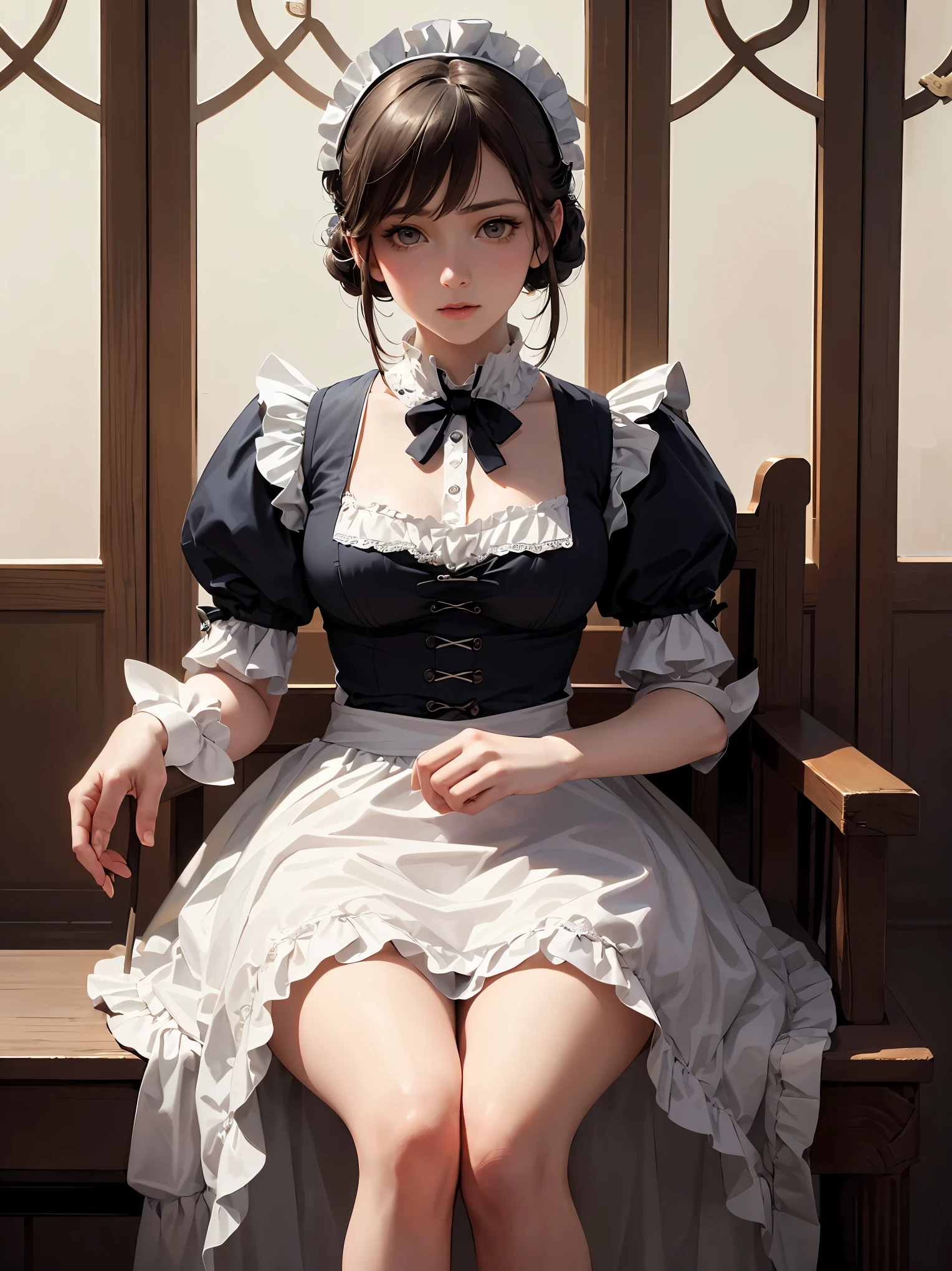 (Highest quality、16K、masterpiece、Ultra-high resolution、Victorian era、Photorealistic:1.2)、Maid Girl、solo、One person、Beautiful and detailed、２０２０Perfectly detailed illustrations created by a master anime illustrator of the 20th century、Tsundere、Heroine&#39;s Attributes、Artistic shading、Perfect Face、Detailed portrait、
