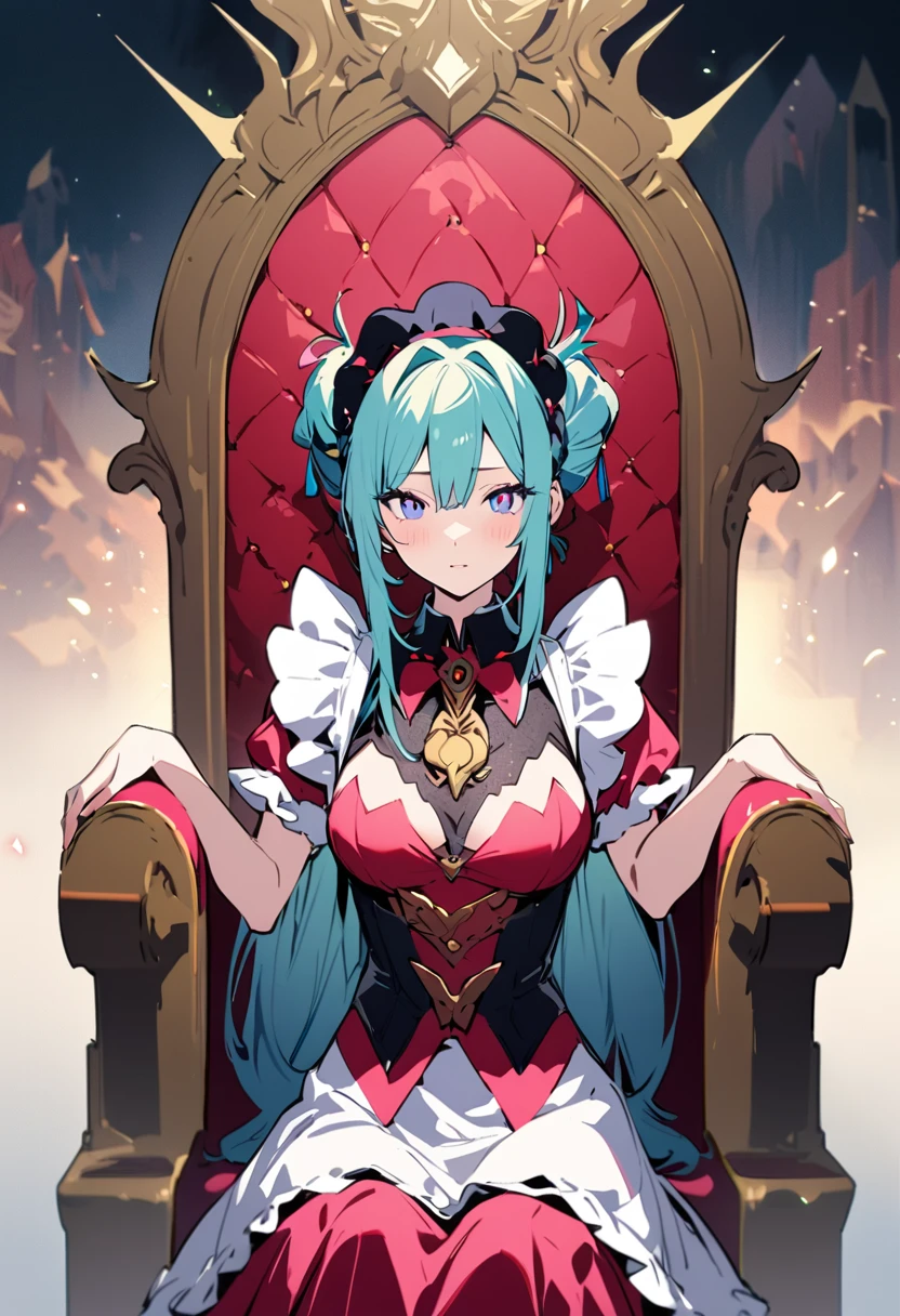 masterpiece, Highest quality, Illustration of the novel, High resolution, 18+ Adult content, Sensual, Intimate, Emotional, Passionate, romantic, sweet, Adorable, Innocent, Pure, Charmな, Charmな, Charm, mysterious, Charmな, Charmな, Immersive, Charmな, dream-like, Surreal, Imaginative, Whimsical, Artistic, Avant-garde, timeless, elegant, Sophisticated, chic, Sophisticated, personality, original, Charmな,((Maid clothes:1.3)),((Throne of Power,Throne of Power:1.3))((Upper Body:1.3))