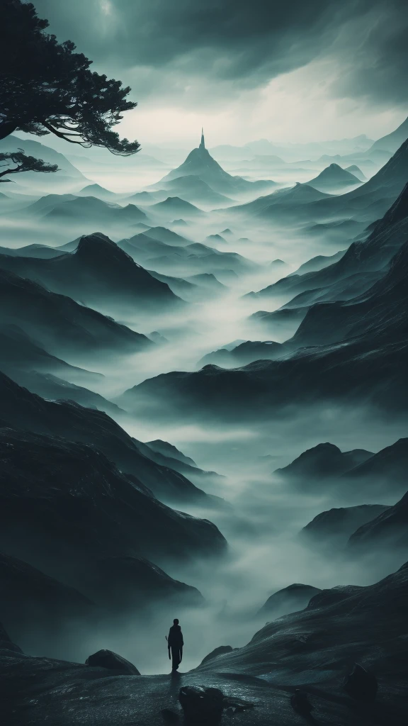 a lonely figure in an endless void, cinematic lighting, dramatic atmosphere, ethereal quality, dark and moody tones, (best quality,8k,highres,masterpiece:1.2),ultra-detailed,(realistic,photorealistic,photo-realistic:1.37),intricate details, dramatic shadows, glowing wisps of energy, enigmatic and mysterious, vast and boundless, sense of isolation and introspection, surreal and dreamlike, muted color palette, ethereal and transcendent