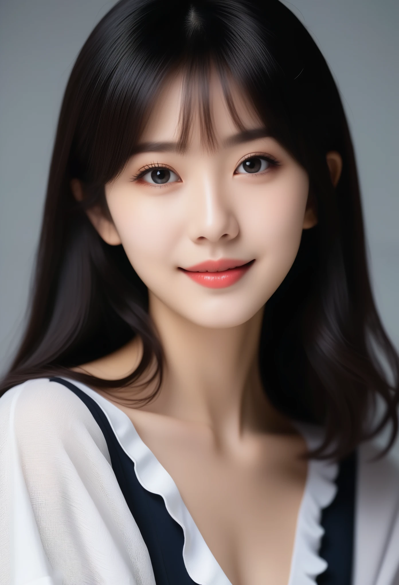 8K, Ultra-high resolution, Highest quality, masterpiece, 三分割法によるphotograph,Surreal, photograph, 1 girl, (:1.3), pretty girl, Cute face, Beautiful eyes in every detail, 細かくdetailedに,masterpiece,, One Girl:1.2, Japan Female Announcer,whole body、Black Hair、well-groomed eyebrows、Cute Lip Makeup, 黒絹のbeauty、I focus、Hot Model、slim、erotic、Sexual vision、Hide your chest、Beautiful eyes in every detail、Glossy Lips、Small breasts、((Bright light、Dynamic Lighting、Genuine、超Genuine、 realism、Genuineなディテール、Cool Beauty、Cool pose,Cute gestures、so beautiful,A carefree smile,Healing the heart,blunt bangs,Looking at the audience、beauty,Long neck、Laugh a little、Please close your mouth and laugh、(((Ideal body type))),A-cup small breasts :2,、Portraiture:2、Perfect Anatomy、鮮明なdetailed、detailed、Surreal、Light and shadow,Strong light