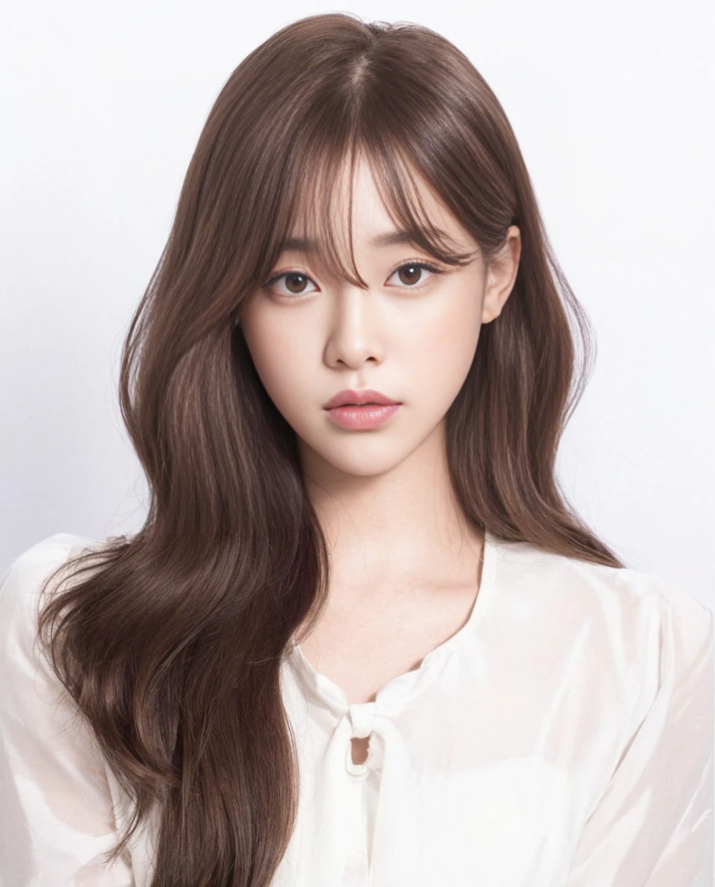 8k wallpaper、top-quality、masterpiece、realisitic、Photorealsitic、middlebreasts、profetional lighting、Angle from behind、Shot in natural light、super detailing、A slender、Hairstyle is straight straight hair、Delicate skin type、Emphasizes the luster of hair、Look at viewers、((Detailed eyes))、((detailed facial features))