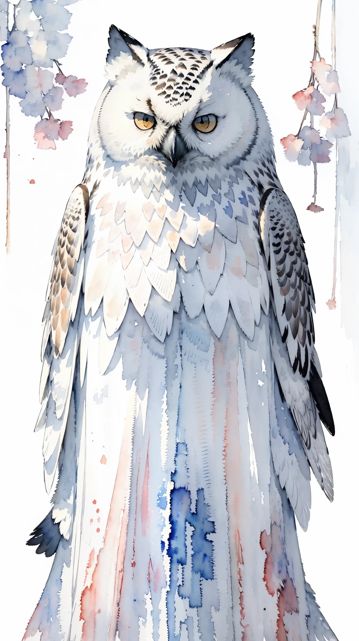 (masterpiece:1.2, Highest quality),(Very detailed),(((watercolor))),8K,wallpaper,Snowy owl