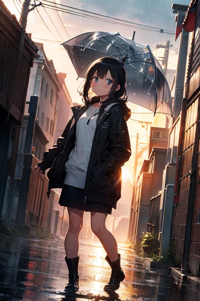 Rainy with sunlight
