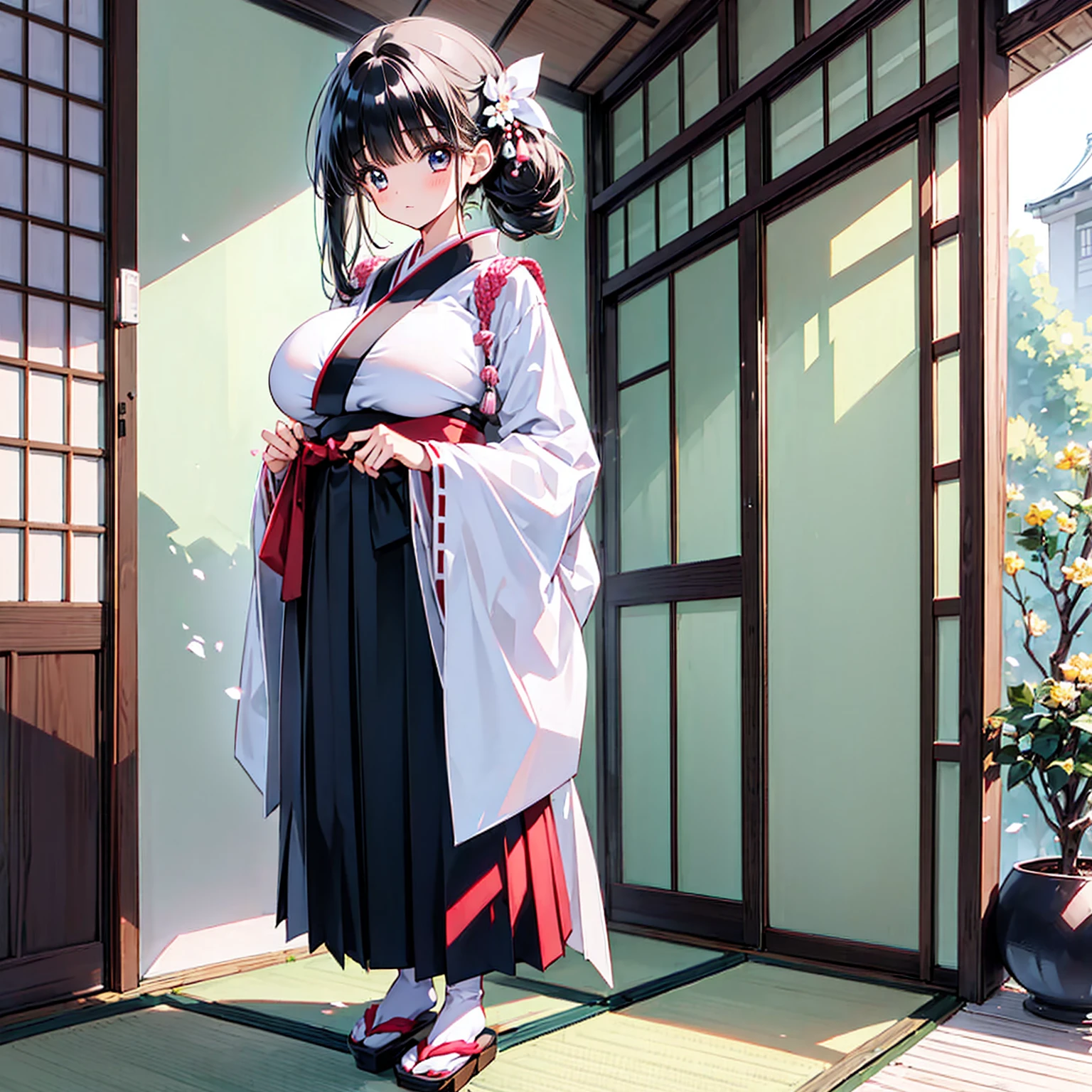 (1girl)(gigantic breasts)(ecstasy)(gigantic breasts)a girl with dark hair standing in front of a door and wardrobe, japanese clothes, 1girl, solo, black hair, hakama, skirt, blush, looking at viewer, white kimono, hakama skirt, bangs,big breasts, huge breasts, gigantic breasts,a girl with dark hair standing in front of a door and wardrobe, japanese clothes, 1girl, solo, black hair, hakama, skirt, blush, looking at viewer, white kimono, hakama skirt, bangs,big breasts, huge breasts, gigantic breasts