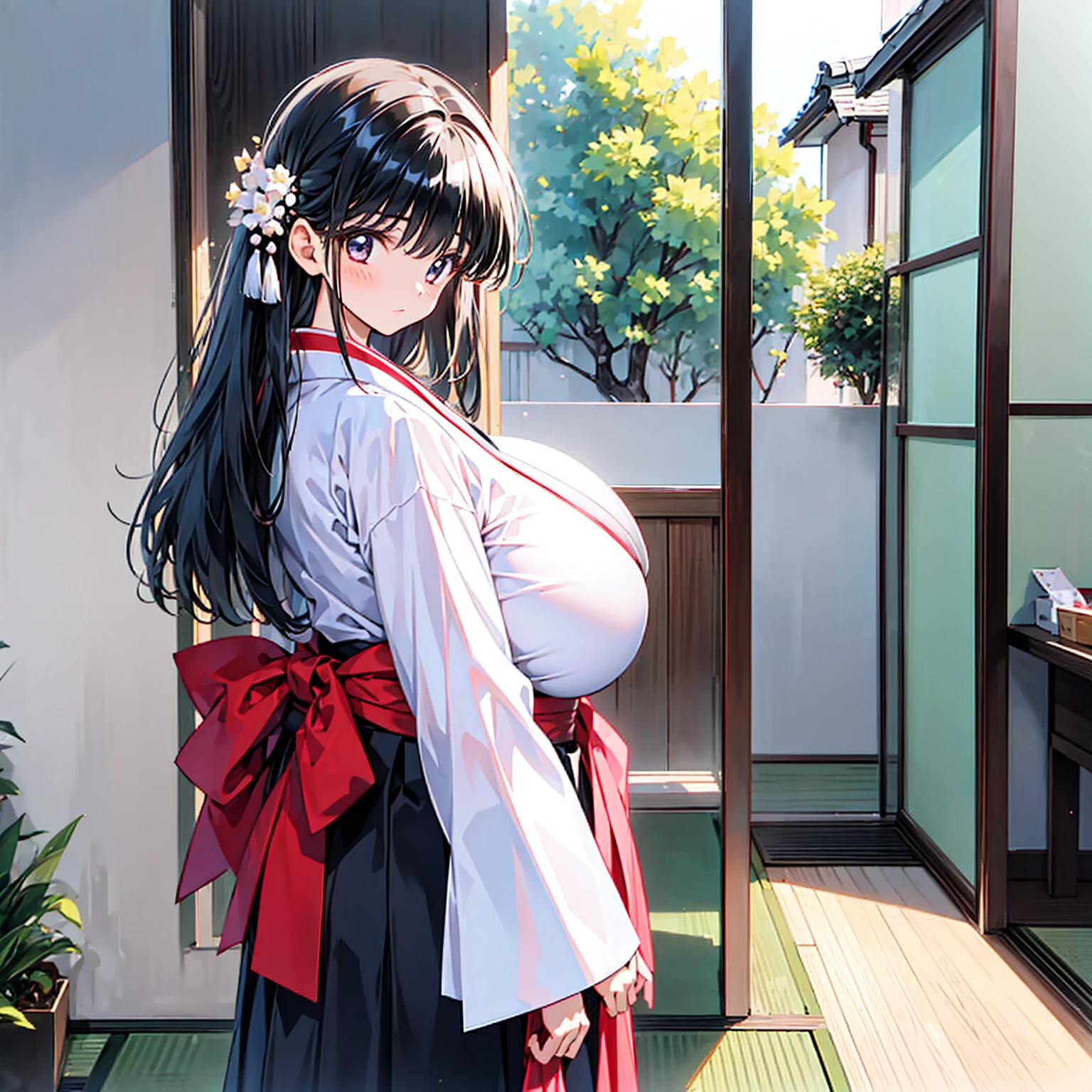 (1girl)(gigantic breasts)(ecstasy)(gigantic breasts)a girl with dark hair standing in front of a door and wardrobe, japanese clothes, 1girl, solo, black hair, hakama, skirt, blush, looking at viewer, white kimono, hakama skirt, bangs,big breasts, huge breasts, gigantic breasts,a girl with dark hair standing in front of a door and wardrobe, japanese clothes, 1girl, solo, black hair, hakama, skirt, blush, looking at viewer, white kimono, hakama skirt, bangs,big breasts, huge breasts, gigantic breasts