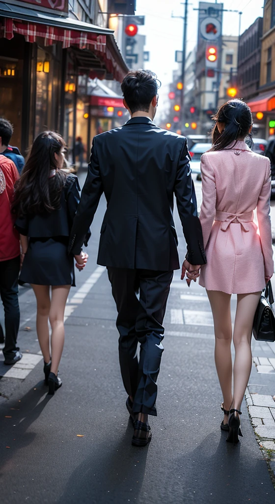 hold hand from back, walking down street