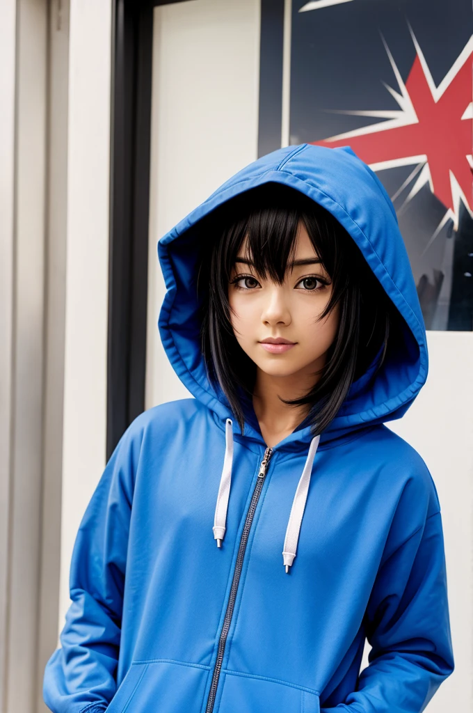 A anime character with hoodie