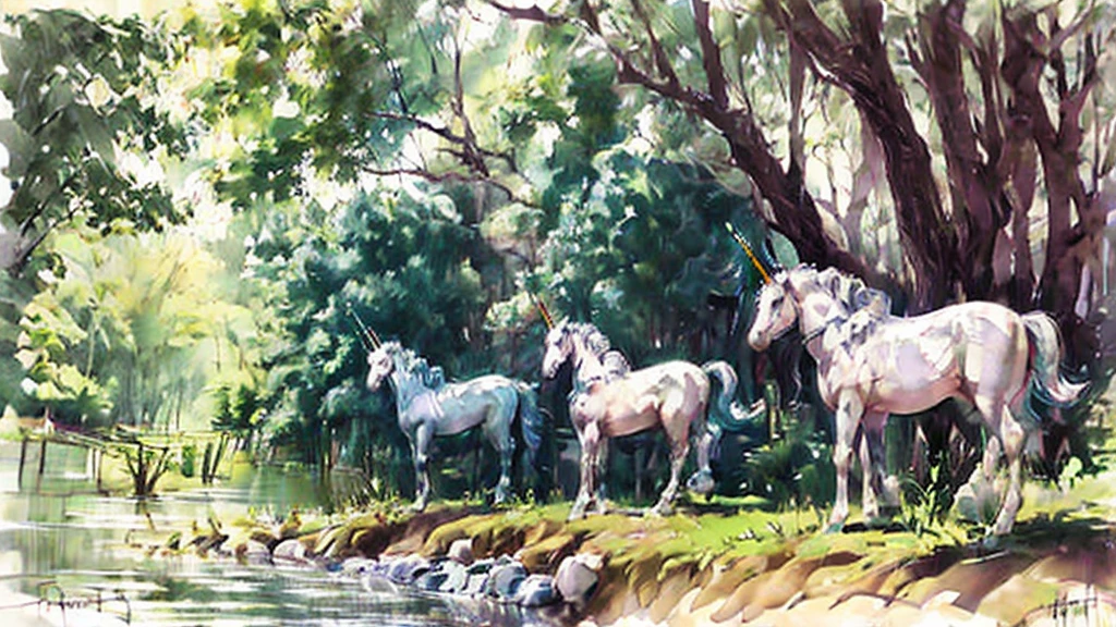 A unicorn with huge wings in the forest,alchemy,