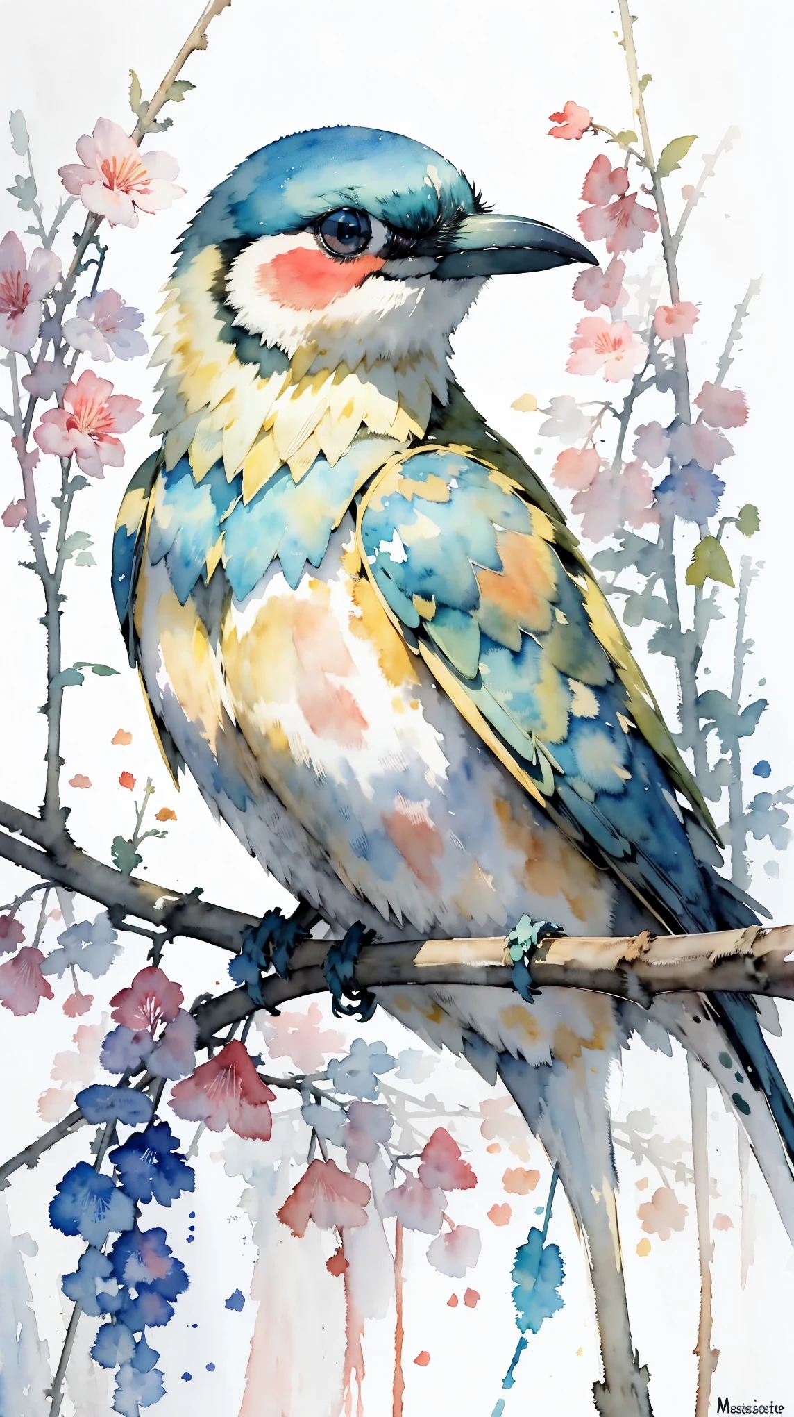 (masterpiece:1.2, Highest quality),(Very detailed),(((watercolor))),8K,wallpaper,Bee-eater