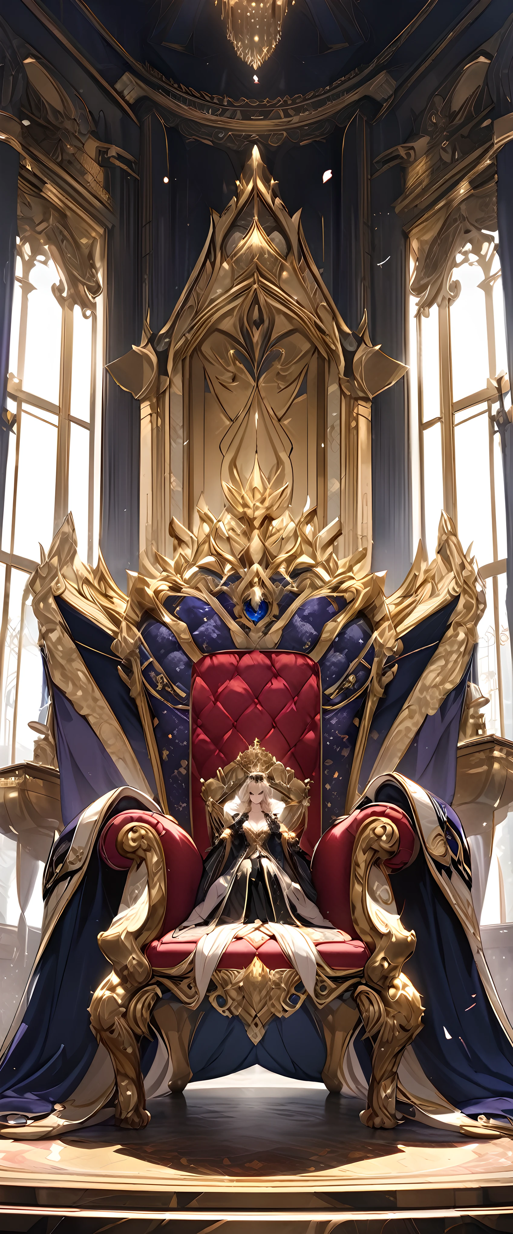 Legend of the Great Throne, 
(The backs of royals pledging allegiance to the throne),
((The royals and nobles、I kneel before a throne。))
((No one is allowed to sit、:1.2))It is the throne that rules over all power.。
((A luxurious and luxurious throne、Maximize your dominance and intimidation。))
Create aesthetic and historical artwork。