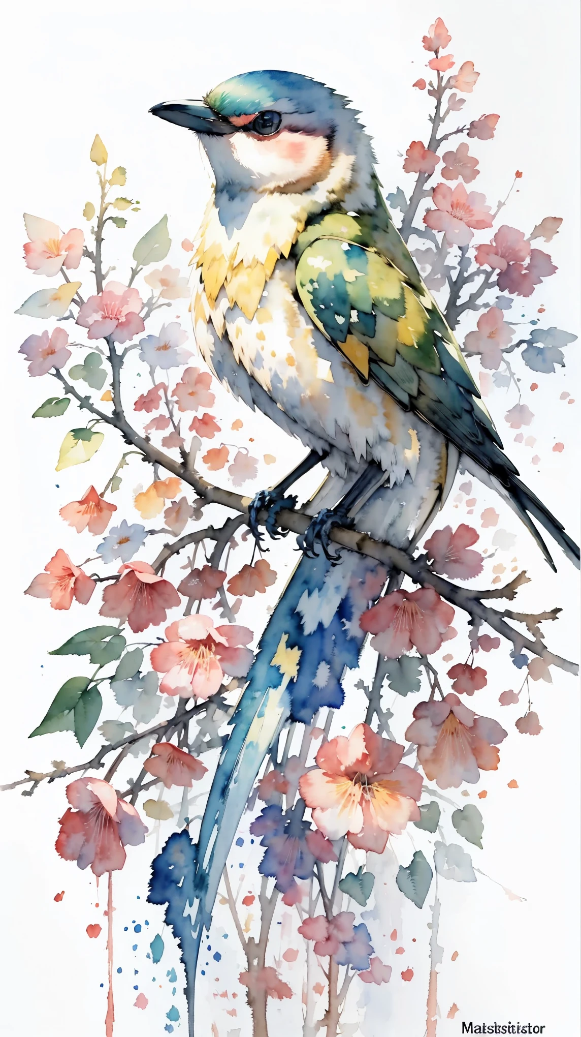 (masterpiece:1.2, Highest quality),(Very detailed),(((watercolor))),8K,wallpaper,Bee-eater