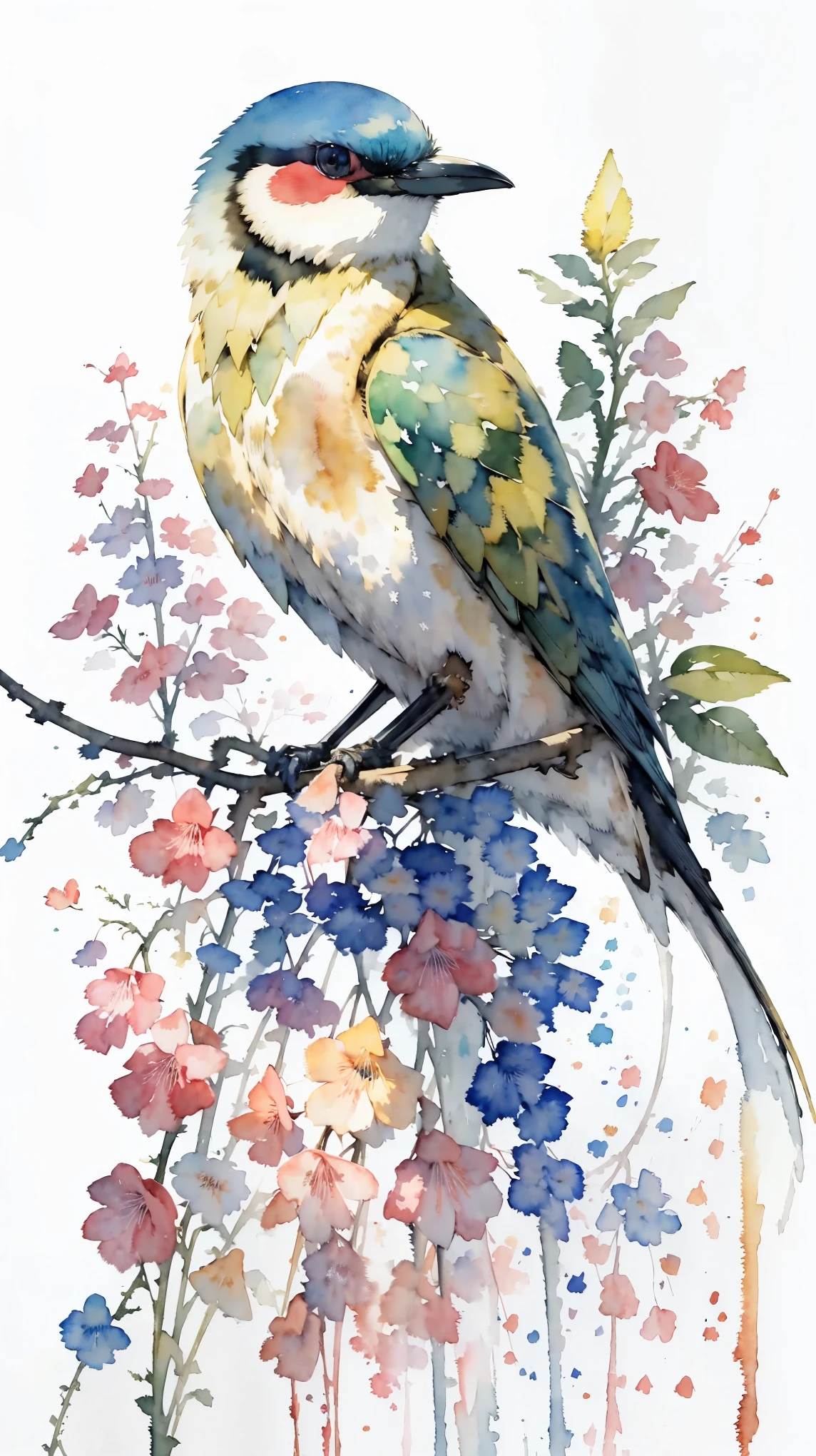 (masterpiece:1.2, Highest quality),(Very detailed),(((watercolor))),8K,wallpaper,Bee-eater