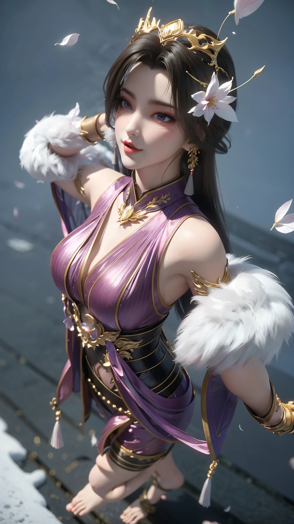 (Logo、masterpiece、8K、On the table、RAW photos、wonderful、最high quality、Photorealistic and hVery detailed CG integrated 8K wallpaper、high quality、Very detailed、Narrative Poems、Particle Effects、dynamic effect)、fantasy、 (1 beautiful woman、Pretty Face、serious、Beautiful and delicate eyes、Beautiful skin、Woman dancing gracefully:1.4)、头发在wind中飘舞、hair jump、camisole、Silver earrings、night、wind、snow and 霜、Very cold winter day、Bathtub side、wonderful scenery、美丽的自然wind光、night sky、wind、Cherry blossoms、Cherry blossomsの花びらが舞っている、Fubuki Sakura、Falling Flowers,Suspender Pajamas,Lace-edged pajamas,Full body capture