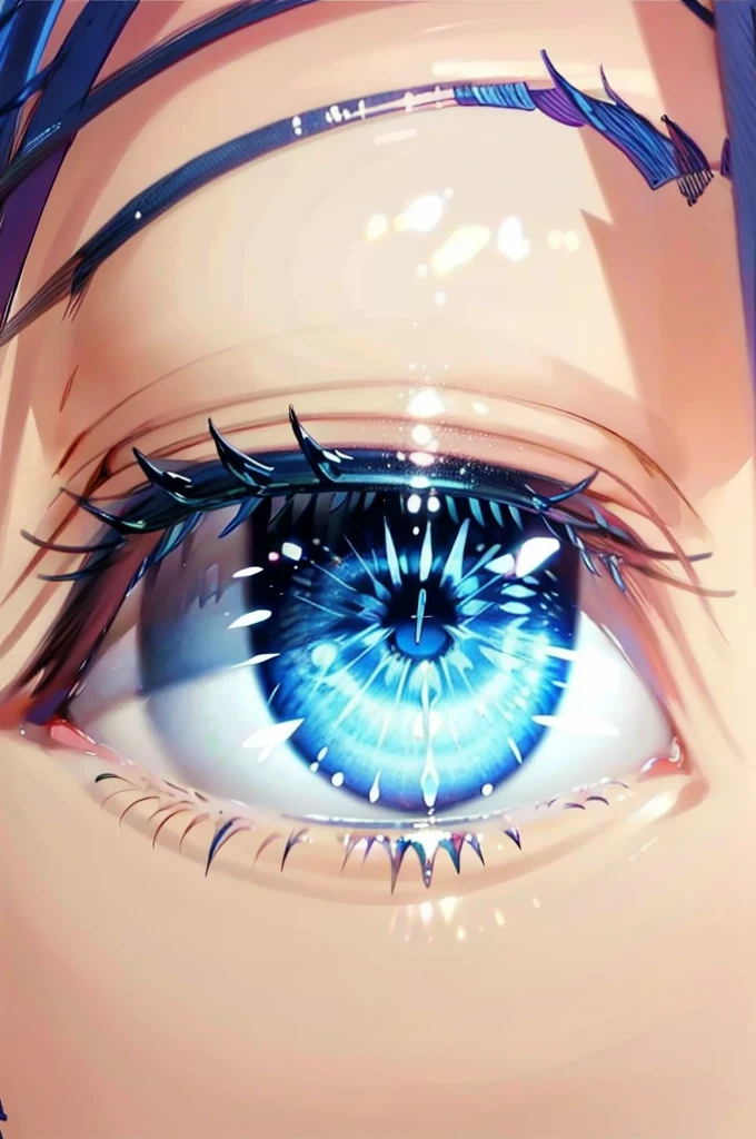 1 Girl, blue eyes, Close ~ eyes, pink reflections,